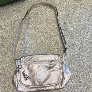 Kipling grey & silver Metallic Messenger Bag Durable, Functional and CUTE!